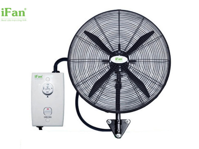 Quạt công nghiệp treo tường NB-Plus hoạt động với công suất lớn, tích hợp với bộ điều khiển từ xa